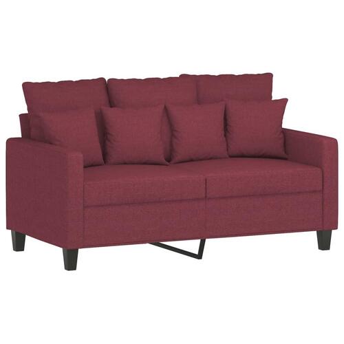 2 personers sofa med hynder stof vinrød