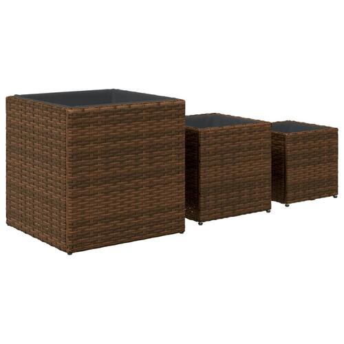 Plantekasser 3 stk. polyrattan brun
