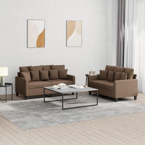 2 personers sofa med hynder stof brun