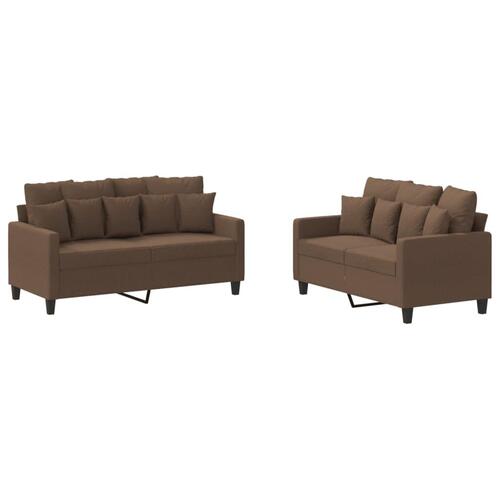 2 personers sofa med hynder stof brun
