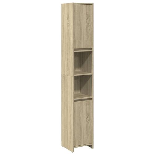Badeværelsesskab 30x30x183,5 cm konstrueret træ sonoma-eg