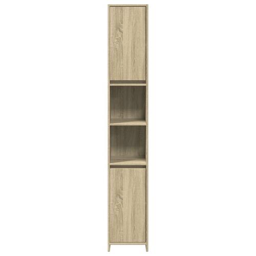 Badeværelsesskab 30x30x183,5 cm konstrueret træ sonoma-eg
