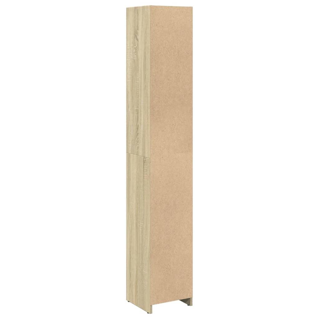 Badeværelsesskab 30x30x183,5 cm konstrueret træ sonoma-eg
