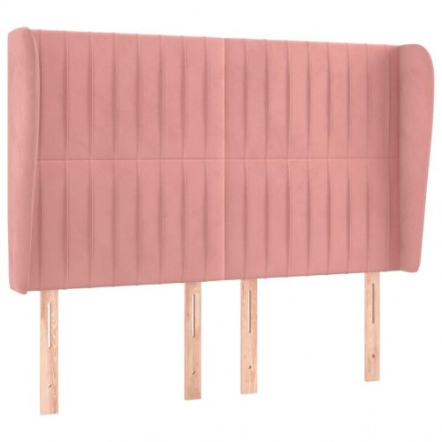 Sengegavl med kanter i fløjl 147 x 23 x 118/128 cm - lyserød