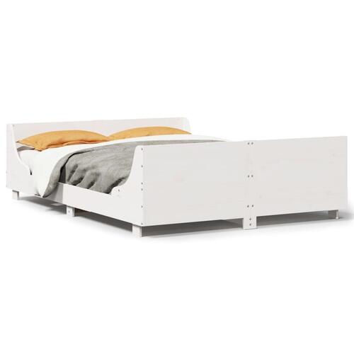 Sengeramme uden madras 150x200 cm massivt fyrretræ hvid