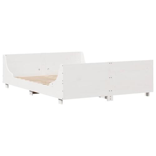 Sengeramme uden madras 150x200 cm massivt fyrretræ hvid