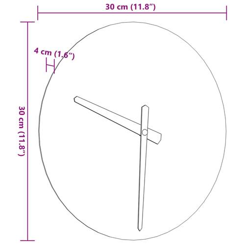 Vægur med lysende markeringer og visere Ø30 cm gul