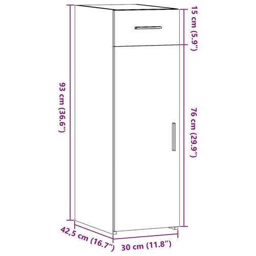 Reol 30x42,5x93 cm konstrueret træ hvid