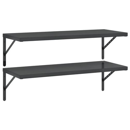 Væghylder 2 stk. 100x40 cm rustfrit stål sort