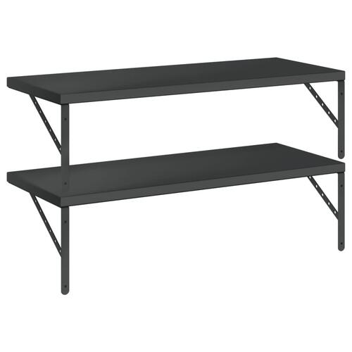 Væghylder 2 stk. 100x40 cm rustfrit stål sort