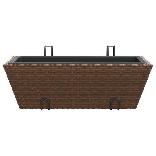 Plantekasser med kroge 2 stk. polyrattan brun