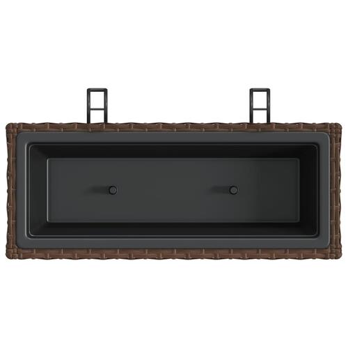 Plantekasser med kroge 2 stk. polyrattan brun