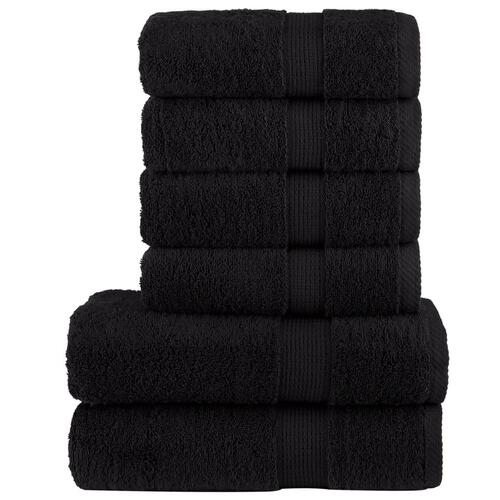 Håndklæder 6 stk. Premium 600 g/m2 100 % bomuld sort