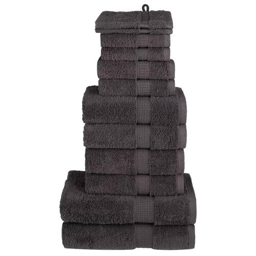 Håndklæder 12 stk. Premium 600 g/m2 100 % bomuld antracit