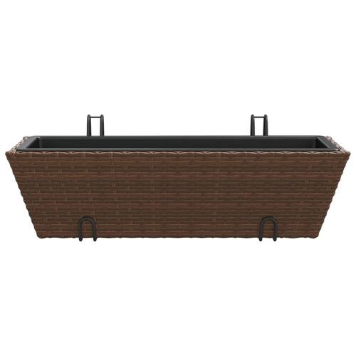 Plantekasser med kroge 2 stk. polyrattan brun