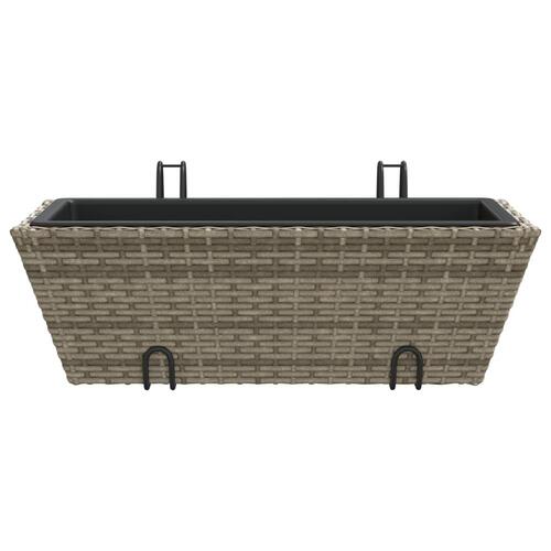 Plantekasser med kroge 2 stk. polyrattan grå