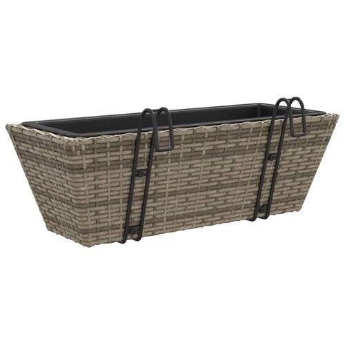 Plantekasser med kroge 2 stk. polyrattan grå
