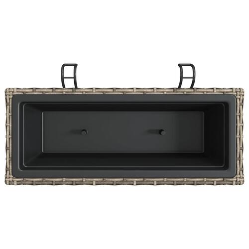 Plantekasser med kroge 2 stk. polyrattan grå