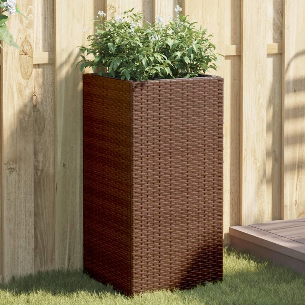 Plantekasse 40x40x80 cm polyrattan brun