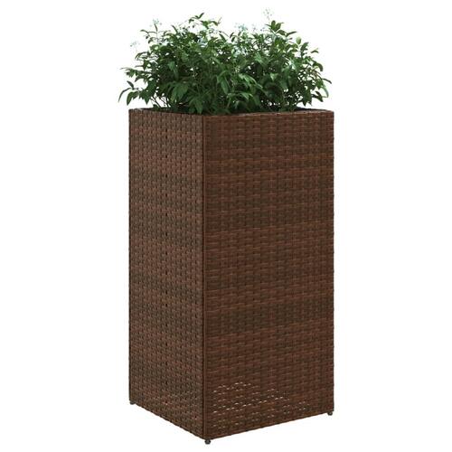 Plantekasse 40x40x80 cm polyrattan brun
