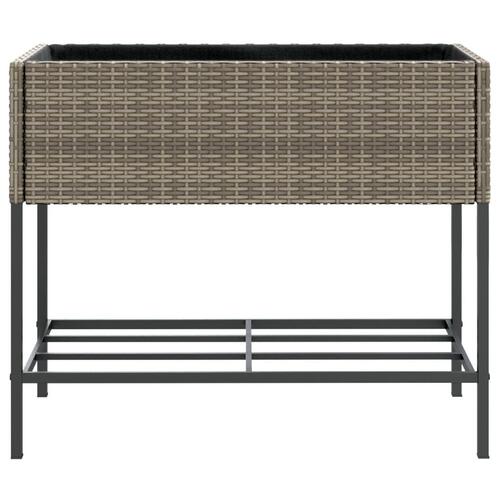 Plantekasse med hylde polyrattan grå