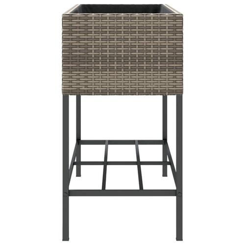 Plantekasse med hylde polyrattan grå