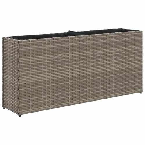 Plantekasse med 2 krukker 90x20x40 cm polyrattan brun