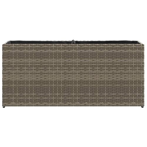 Plantekasse med 2 krukker 90x20x40 cm polyrattan brun