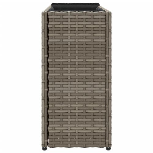 Plantekasse med 2 krukker 90x20x40 cm polyrattan brun