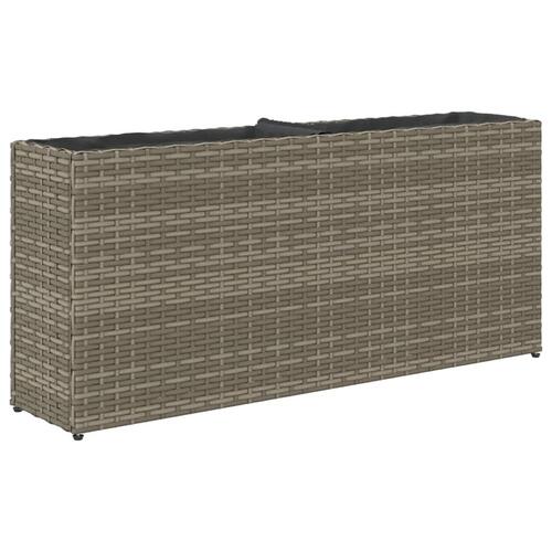Plantekasse med 2 krukker 90x20x40 cm polyrattan brun