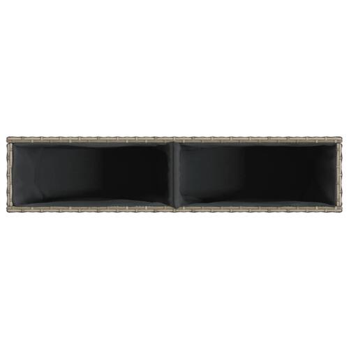Plantekasse med 2 krukker 90x20x40 cm polyrattan brun