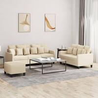 3 personers sofa med hynder stof cremefarvet