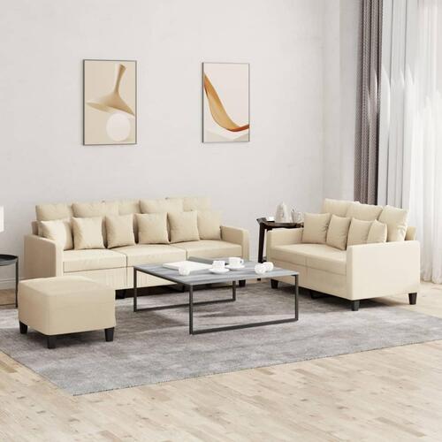 3 personers sofa med hynder stof cremefarvet