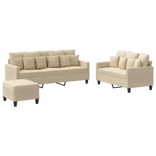 3 personers sofa med hynder stof cremefarvet