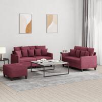 2 personers sofa med hynder stof vinrød