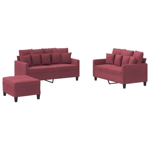 2 personers sofa med hynder stof vinrød