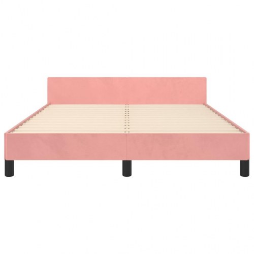 Sengeramme med sengegavl 140x200 cm - fløjl, pink