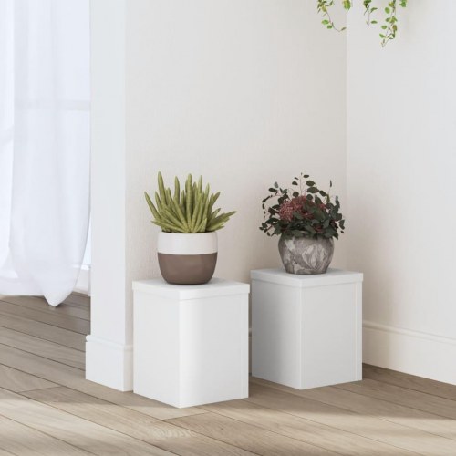 Plantestativer sæt med 2 - 15×15×20 cm i hvidt konstrueret træ