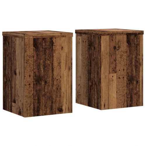 Plantestativer - 2 stk. 20×20×30 cm i konstrueret træ, antikt træ