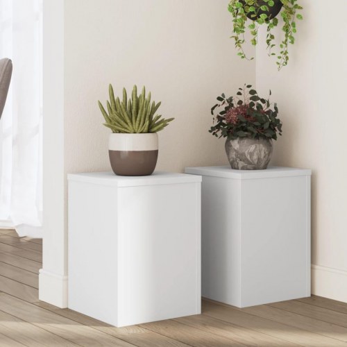 Plantestativer sæt á 2 - 25 × 25 × 35 cm - hvidt konstrueret træ
