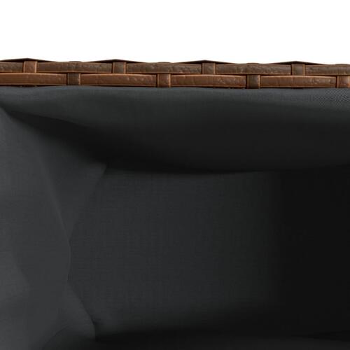 Plantekasse med hjul og 3 krukker 107x32x38 cm polyrattan brun