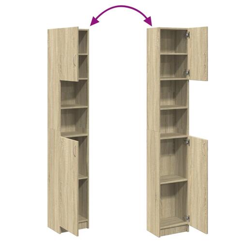Badeværelsesskab 32x25,5x190 cm konstrueret træ sonoma-eg