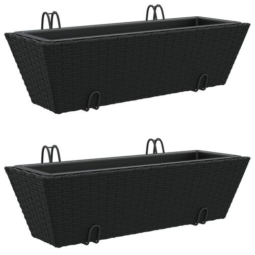 Plantekasser med kroge 2 stk. polyrattan sort