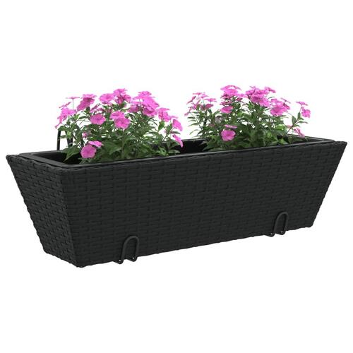 Plantekasser med kroge 2 stk. polyrattan sort