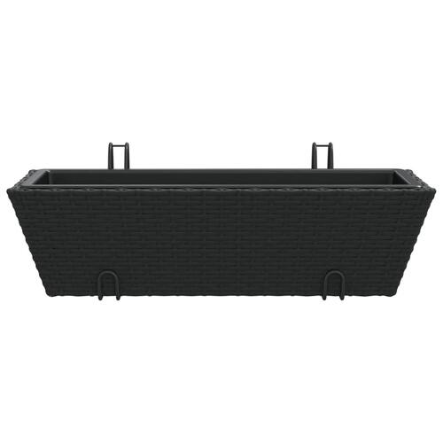 Plantekasser med kroge 2 stk. polyrattan sort