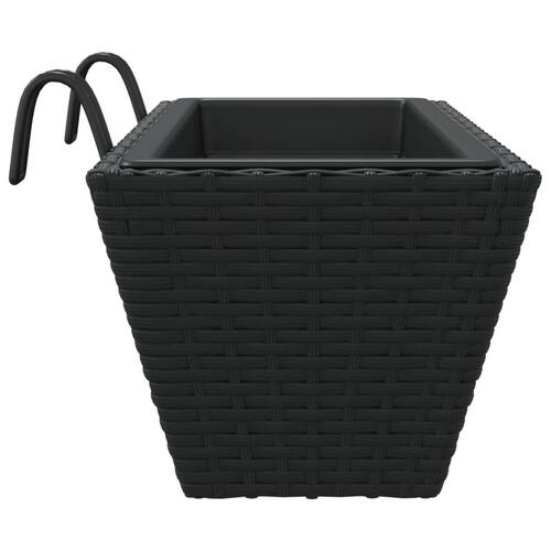 Plantekasser med kroge 2 stk. polyrattan sort