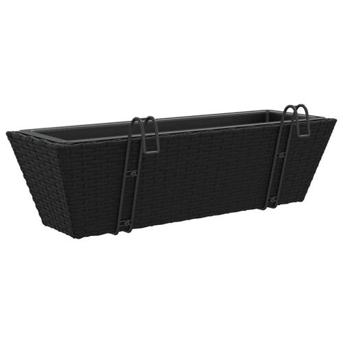 Plantekasser med kroge 2 stk. polyrattan sort