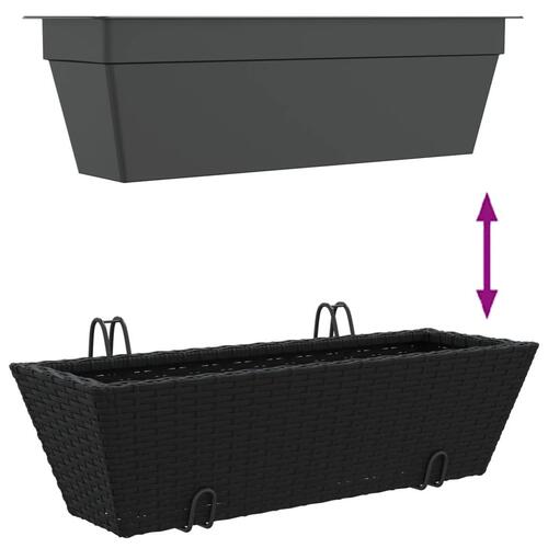Plantekasser med kroge 2 stk. polyrattan sort