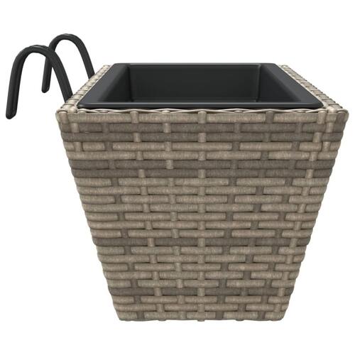Plantekasser med kroge 2 stk. polyrattan grå