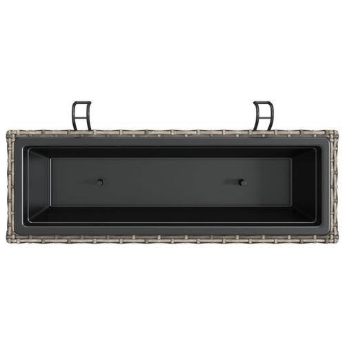 Plantekasser med kroge 2 stk. polyrattan grå